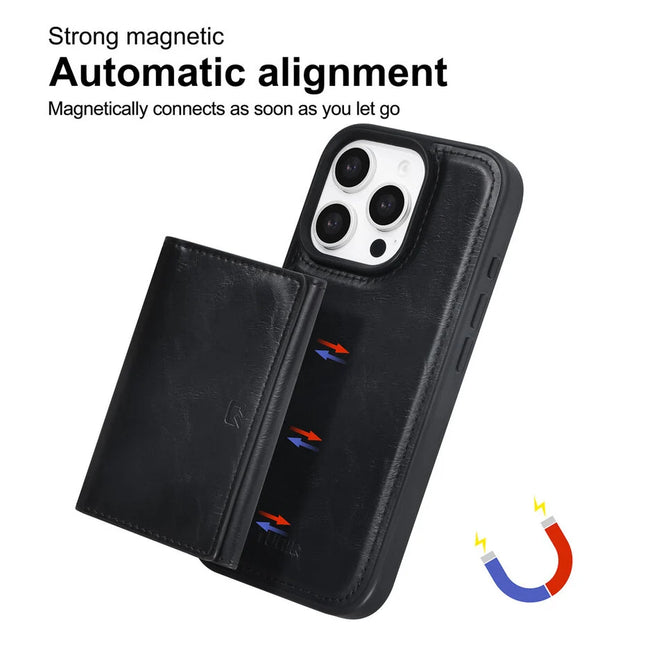 TUNIQ iPhone 16 Pro Backcover hoesje - met afneembare Pasjeshouder - Zwart