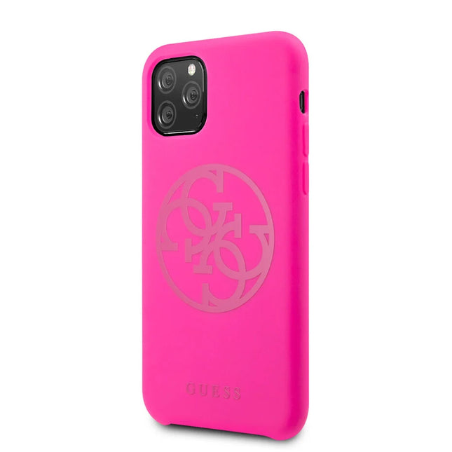 Apple iPhone 11 Pro Backcover  Roze Guess hoesje Silicon - Logo - GUHCN58LS4GFU