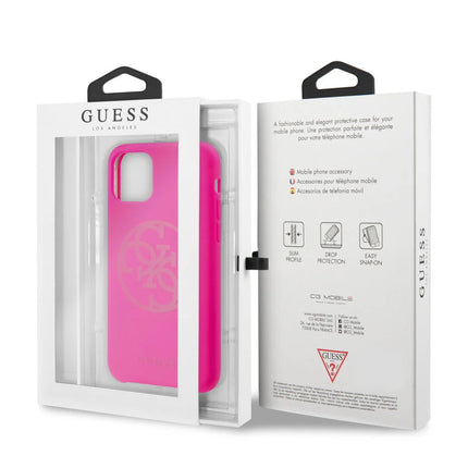 Apple iPhone 11 Pro Backcover  Roze Guess hoesje Silicon - Logo - GUHCN58LS4GFU