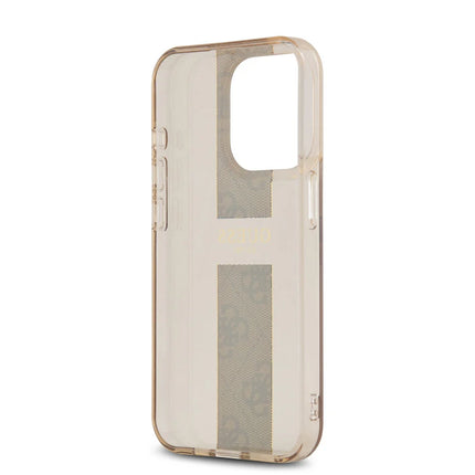 Guess iPhone 15 Pro Backcover hoesje IML 4G Stripe - Bruin