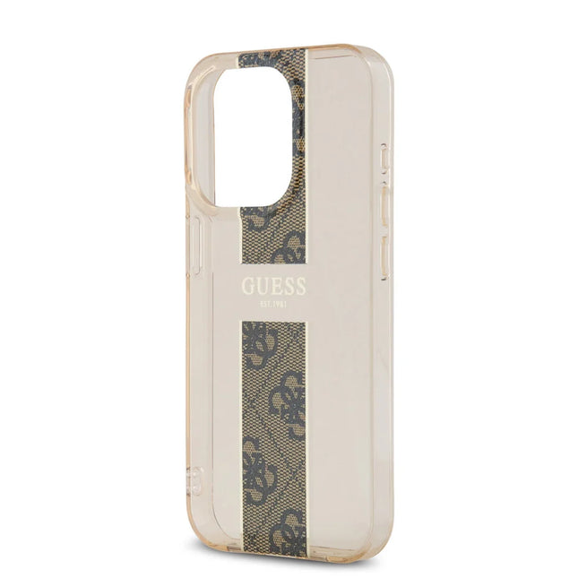 Guess iPhone 15 Pro Max Backcover hoesje IML 4G Stripe - Bruin