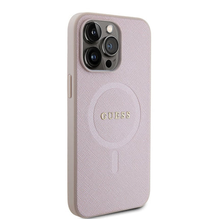 Guess iPhone 15 Pro Max Hardcase Backcover Saffiano - Roze