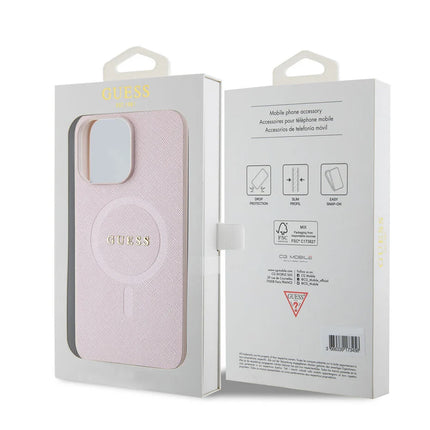 Guess iPhone 15 Pro Max Hardcase Backcover Saffiano - Roze