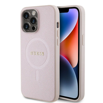 Guess iPhone 15 Pro Max Hardcase Backcover Saffiano - Roze