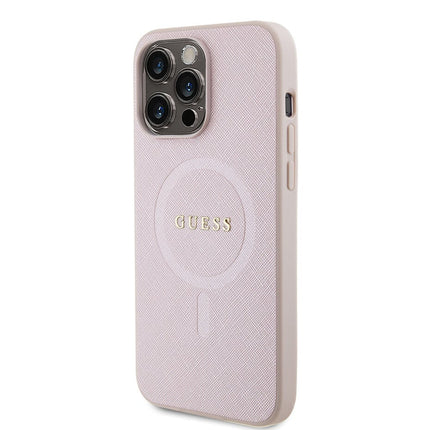 Guess iPhone 15 Pro Max Hardcase Backcover Saffiano - Roze