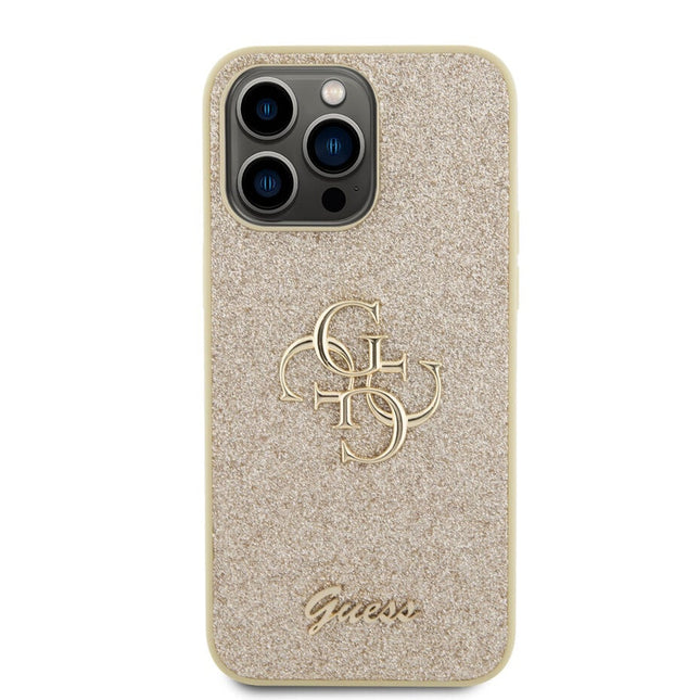 Guess iPhone 15 Pro Max Hardcase hoesje - Big 4G - Fixed Glitter - Goud