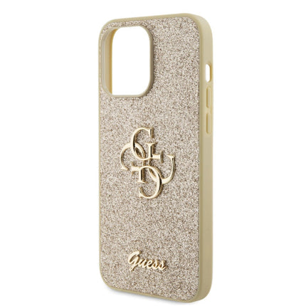 Guess iPhone 15 Pro Max Hardcase hoesje - Big 4G - Fixed Glitter - Goud