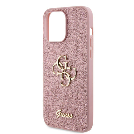Guess iPhone 15 Pro Max TPU Hardcase - Big 4G - Fixed Glitter - Pink