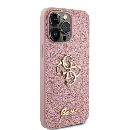 Guess iPhone 15 Pro Max TPU Hardcase - Big 4G - Fixed Glitter - Pink