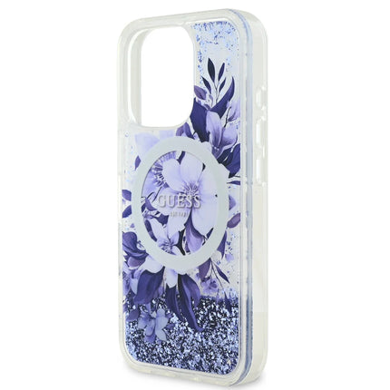 Guess iPhone 16 Pro Max Backcover hoesje Magsafe Liquid Glitter - Paars