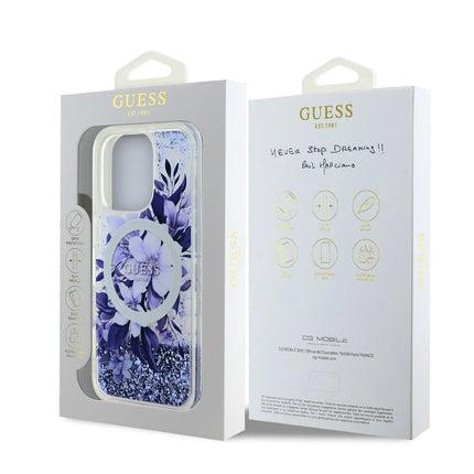Guess iPhone 16 Pro Max Backcover hoesje Magsafe Liquid Glitter - Paars