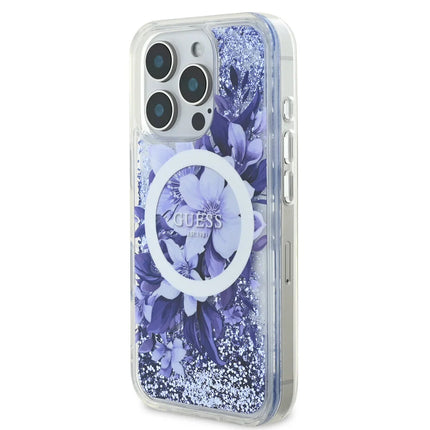 Guess iPhone 16 Pro Max Backcover hoesje Magsafe Liquid Glitter - Paars