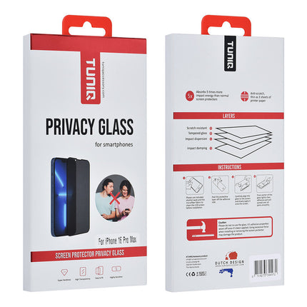 TUNIQ iPhone 16 Pro Max ScreenProtector Privacy tempered glass