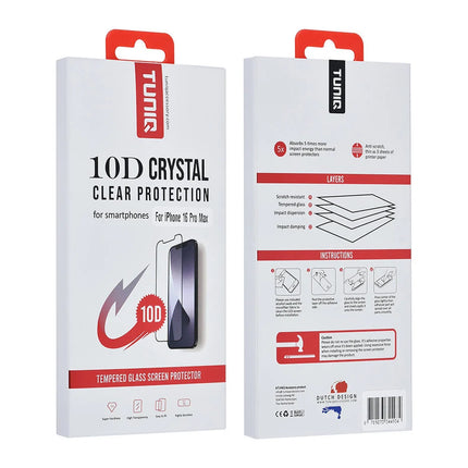 TUNIQ iPhone 16 Pro Max ScreenProtector Tempered glass - Full cover - Transparant