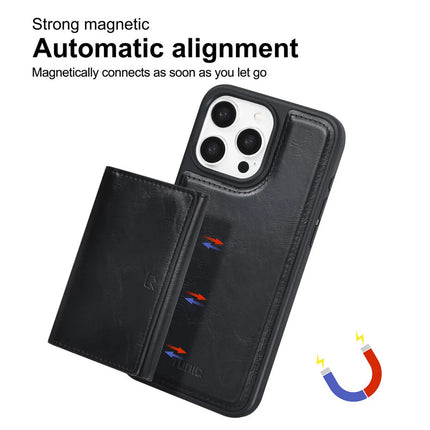 TUNIQ iPhone 15 Pro Max Backcover hoesje met afneembare Pasjeshouder - Zwart