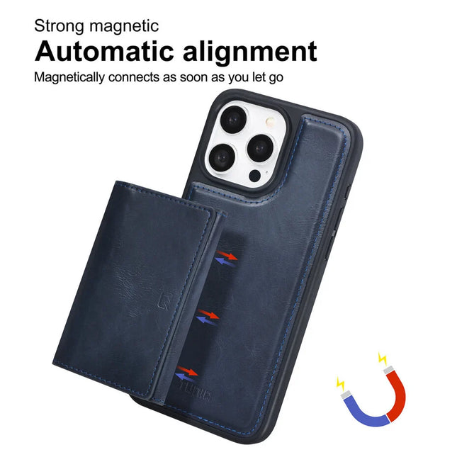 TUNIQ iPhone 15 Pro Max Backcover hoesje - met afneembare Pasjeshouder - Blauw