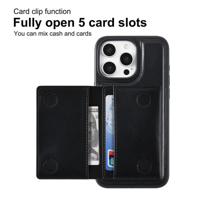 TUNIQ iPhone 15 Pro Max Backcover hoesje met afneembare Pasjeshouder - Zwart