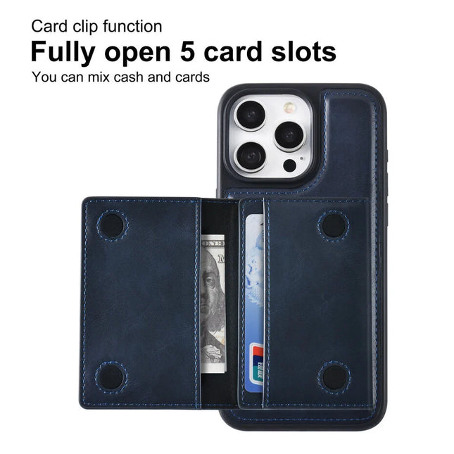 TUNIQ iPhone 15 Pro Max Backcover hoesje - met afneembare Pasjeshouder - Blauw