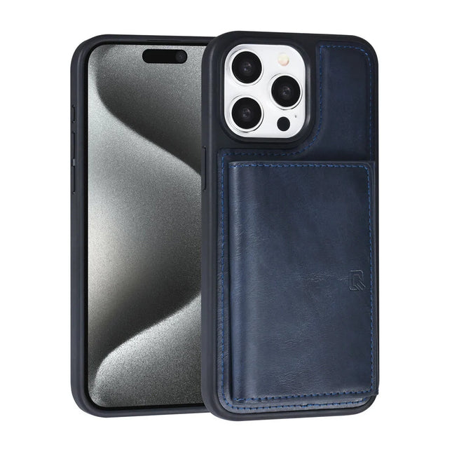 TUNIQ iPhone 15 Pro Max Backcover hoesje - met afneembare Pasjeshouder - Blauw