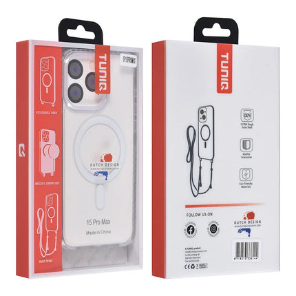 TUNIQ iPhone 15 Pro Max Backcover hoesje neck cord - magsafe - Wit