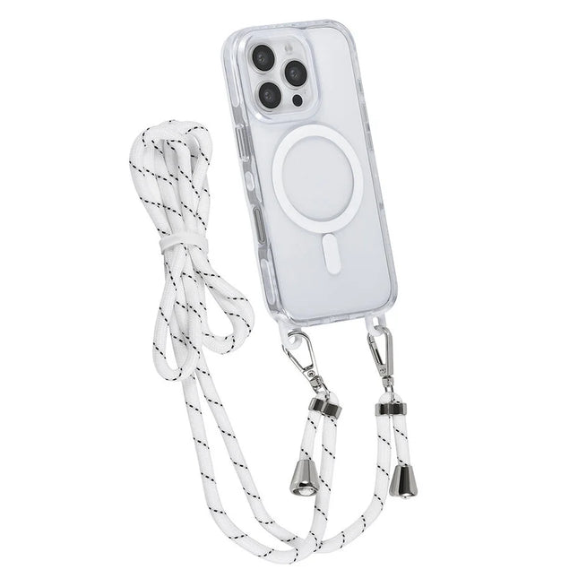 TUNIQ iPhone 16 Pro Backcover hoesje neck cord -TPU+PC - Wit