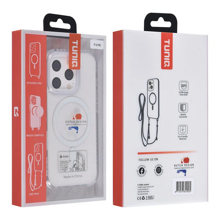 TUNIQ iPhone 16 Pro Backcover hoesje neck cord -TPU+PC - Wit
