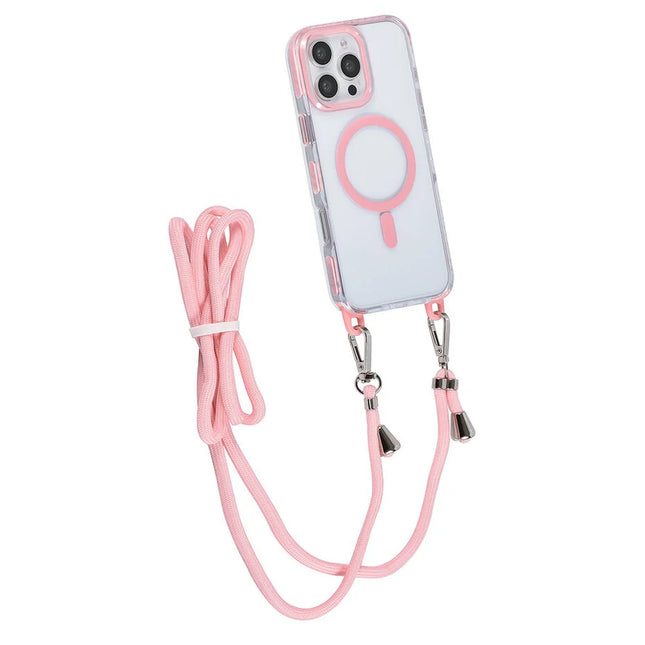 TUNIQ iPhone 16 Pro Max Back cover case - neck cord -TPU+PC - Pink