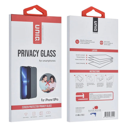 UNIQ Accessory iPhone 15 Pro Privacy Glass Screenprotector - Transparant