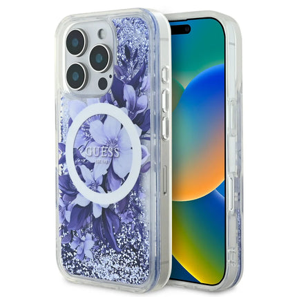 Guess iPhone 16 Pro Max Backcover hoesje Magsafe Liquid Glitter - Paars